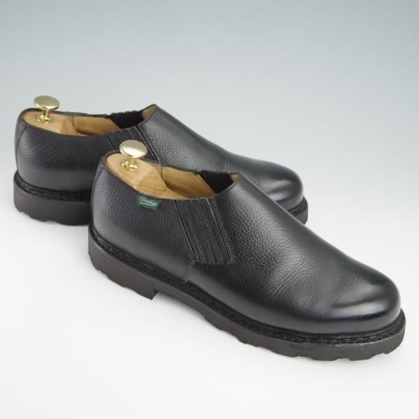 極美品★パラブーツ SIZE 6【貴重★ユナイテッドアローズ別注/SANS】サイドエラスティック/シボ革/黒/UNITED ARROWS/Paraboot★g041