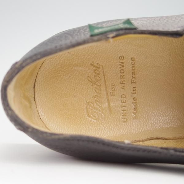 極美品★パラブーツ SIZE 6【貴重★ユナイテッドアローズ別注/SANS】サイドエラスティック/シボ革/黒/UNITED ARROWS/Paraboot★g041
