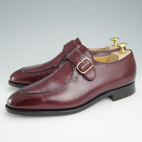 美品★ジョンロブ 7E【高額★スキンステッチ仕様/8695ラスト/OSNER】モンクストラップ/Uチップ/カーフ/赤茶/メンズ/JOHN LOBB★g044