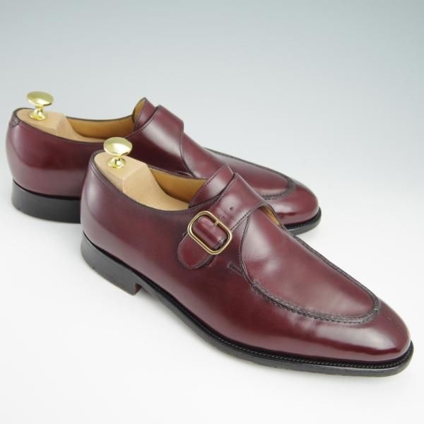 美品★ジョンロブ 7E【高額★スキンステッチ仕様/8695ラスト/OSNER】モンクストラップ/Uチップ/カーフ/赤茶/メンズ/JOHN LOBB★g044