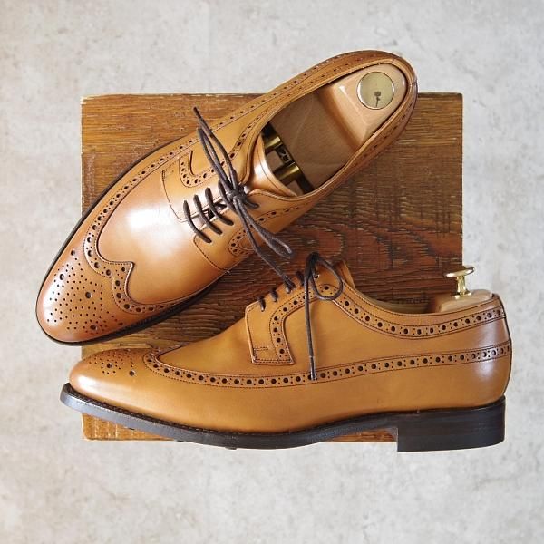 未使用★(英)BARKER/バーカー 7.5G【ダイナイトソール仕様★ロングウイング/399027】カーフ/薄茶/メンズ★g052