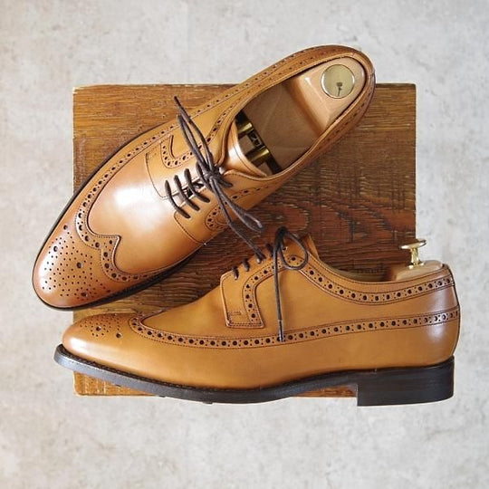 未使用★(英)BARKER/バーカー 7.5G【ダイナイトソール仕様★ロングウイング/399027】カーフ/薄茶/メンズ★g052