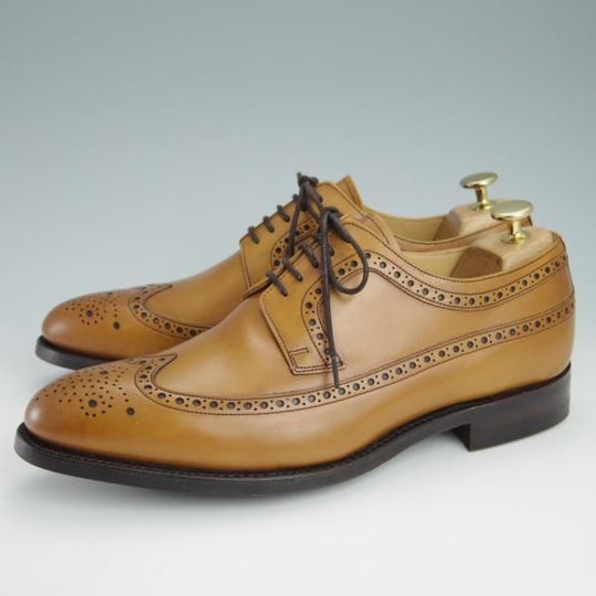 未使用★(英)BARKER/バーカー 7.5G【ダイナイトソール仕様★ロングウイング/399027】カーフ/薄茶/メンズ★g052