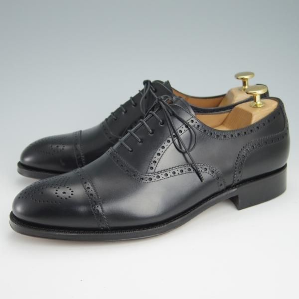 未使用★(スペイン製)YANKO/ヤンコ SIZE 7.5【グッドイヤーウェルテッド製法★セミブローグ/14692】カーフ/黒/メンズ★g053