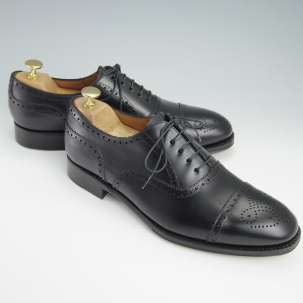 未使用★(スペイン製)YANKO/ヤンコ SIZE 7.5【グッドイヤーウェルテッド製法★セミブローグ/14692】カーフ/黒/メンズ★g053