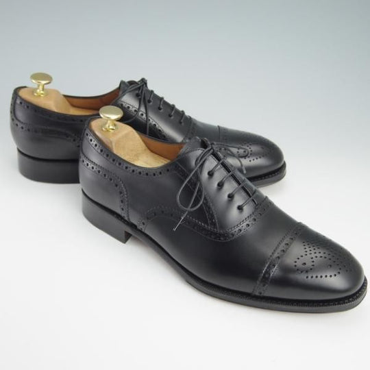 未使用★(スペイン製)YANKO/ヤンコ SIZE 7.5【グッドイヤーウェルテッド製法★セミブローグ/14692】カーフ/黒/メンズ★g053