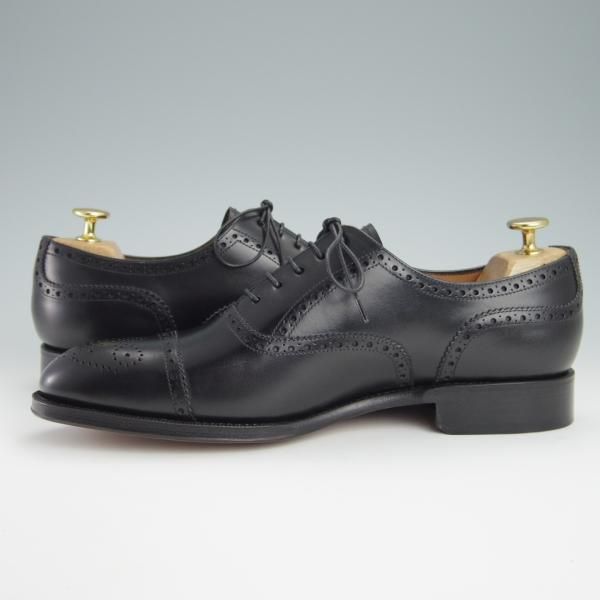 未使用★(スペイン製)YANKO/ヤンコ SIZE 7.5【グッドイヤーウェルテッド製法★セミブローグ/14692】カーフ/黒/メンズ★g053