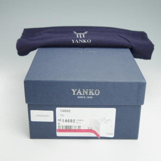 未使用★(スペイン製)YANKO/ヤンコ SIZE 7.5【グッドイヤーウェルテッド製法★セミブローグ/14692】カーフ/黒/メンズ★g053