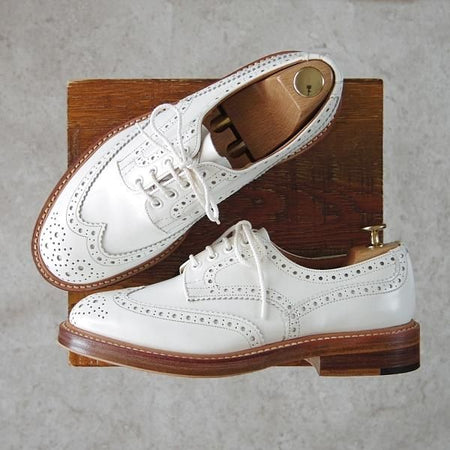 極美品★トリッカーズ SIZE 7.5【バートン同系モデル★カントリーシューズ/M6518】カーフ/白/フルブローグ/短靴/メンズ/Tricker's★g057