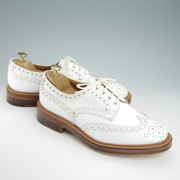 極美品★トリッカーズ SIZE 7.5【バートン同系モデル★カントリーシューズ/M6518】カーフ/白/フルブローグ/短靴/メンズ/Tricker's★g057