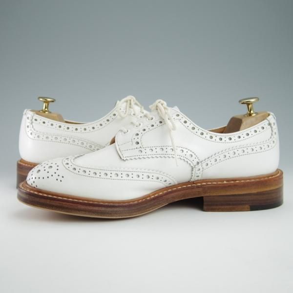 極美品★トリッカーズ SIZE 7.5【バートン同系モデル★カントリーシューズ/M6518】カーフ/白/フルブローグ/短靴/メンズ/Tricker's★g057