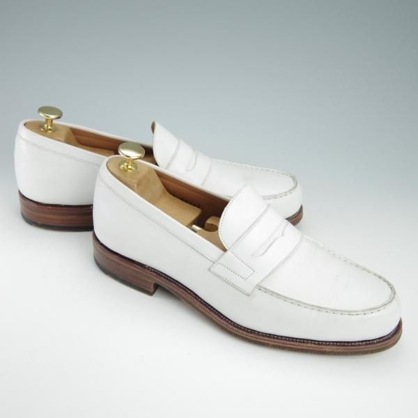 極上★(スペイン製)CARMINA/カルミナ SIZE 6.5【グッドイヤーウェルテッド製法★コインローファー/80142】カーフ/白/メンズ★g058