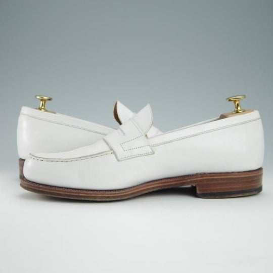 極上★(スペイン製)CARMINA/カルミナ SIZE 6.5【グッドイヤーウェルテッド製法★コインローファー/80142】カーフ/白/メンズ★g058