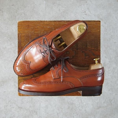 極上★(伊)タニノクリスチー SIZE 5【定価15万円以上★ブラックラピド製法/フルブローグ】121690/カーフ/茶/メンズ/TANINO CRISCI★g064