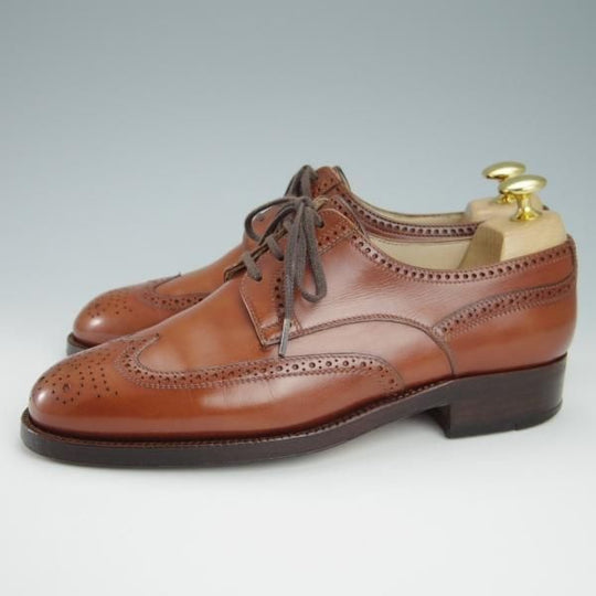 極上★(伊)タニノクリスチー SIZE 5【定価15万円以上★ブラックラピド製法/フルブローグ】121690/カーフ/茶/メンズ/TANINO CRISCI★g064