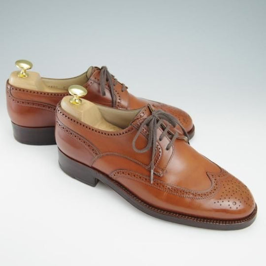 極上★(伊)タニノクリスチー SIZE 5【定価15万円以上★ブラックラピド製法/フルブローグ】121690/カーフ/茶/メンズ/TANINO CRISCI★g064