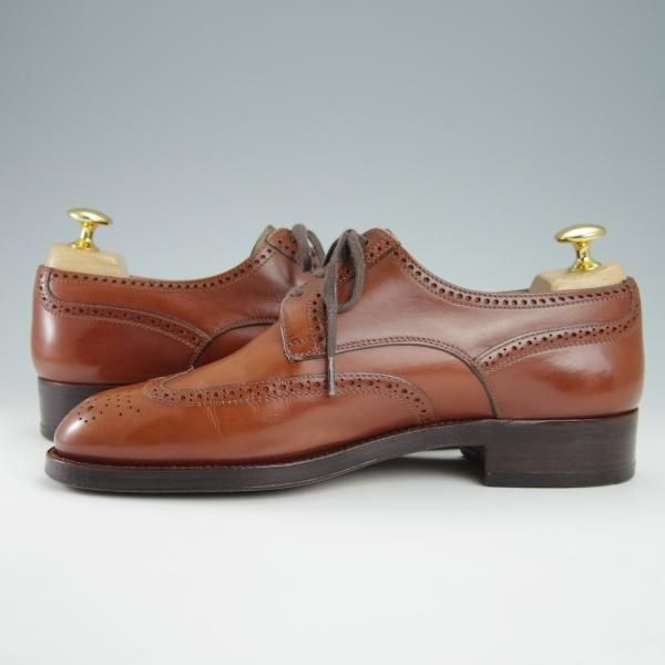 極上★(伊)タニノクリスチー SIZE 5【定価15万円以上★ブラックラピド製法/フルブローグ】121690/カーフ/茶/メンズ/TANINO CRISCI★g064