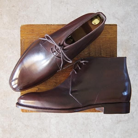 未使用★Perfetto/ペルフェット SIZE 8.5【★グッドイヤーウェルテッド製法/P2207】チャッカブーツ/カーフ/濃茶★g073