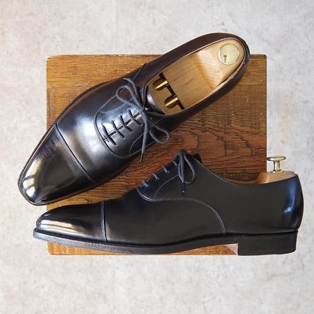 美品★クロケット&ジョーンズ 8.5E【★(英)ポールスミス別注/348ラスト】ストレートチップ/カーフ/黒/メンズ/Crockett&Jones★g075