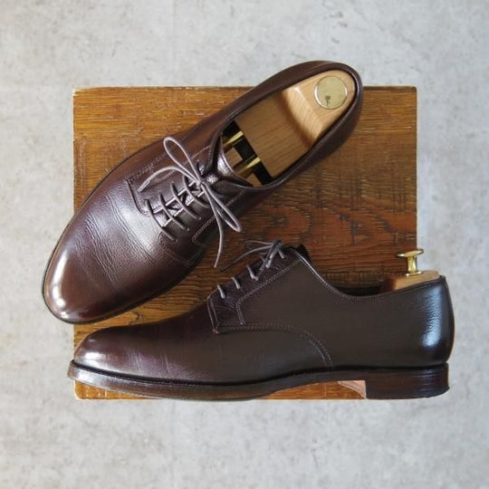 極上★クロケット&ジョーンズ 7E【同系モデル定価￥86,900-★GRASMERE 2/325ラスト】プレーントゥ/シボ革/濃茶/Crockett&Jones★g086