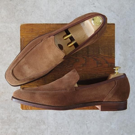 未使用★クロケット&ジョーンズ 9.5E【貴重★SHIPS別注/DOUGLAS】342ラスト/ローファー/スリッポン/スエード/茶/Crockett&Jones★g091