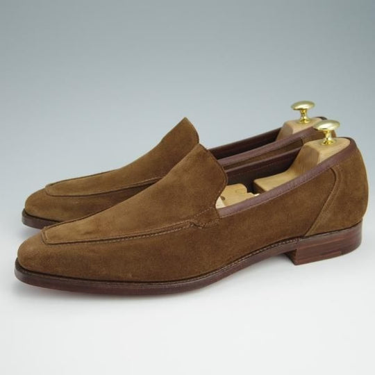 未使用★クロケット&ジョーンズ 9.5E【貴重★SHIPS別注/DOUGLAS】342ラスト/ローファー/スリッポン/スエード/茶/Crockett&Jones★g091