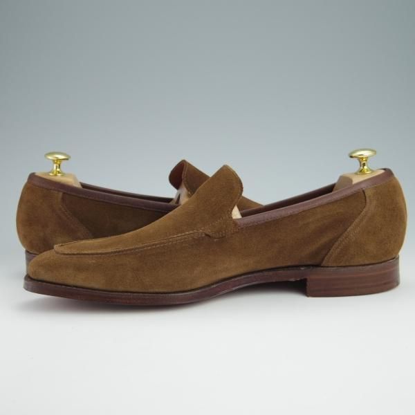 未使用★クロケット&ジョーンズ 9.5E【貴重★SHIPS別注/DOUGLAS】342ラスト/ローファー/スリッポン/スエード/茶/Crockett&Jones★g091