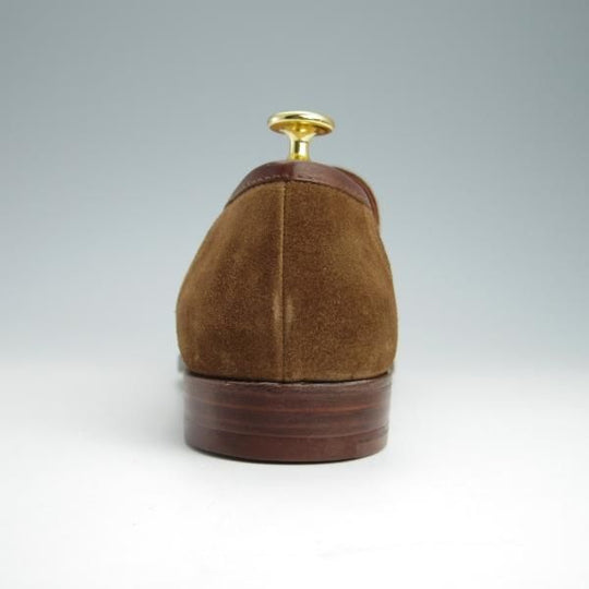 未使用★クロケット&ジョーンズ 9.5E【貴重★SHIPS別注/DOUGLAS】342ラスト/ローファー/スリッポン/スエード/茶/Crockett&Jones★g091