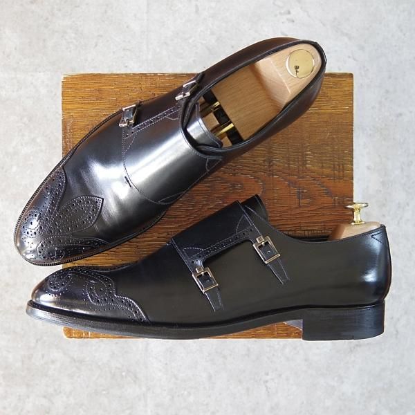 美品★ルイ・ヴィトン SIZE 9【グッドイヤーウェルテッド製法★ダブルモンク/NI 0077】カーフ/黒/メンズ/LOUIS VUITTON★g093