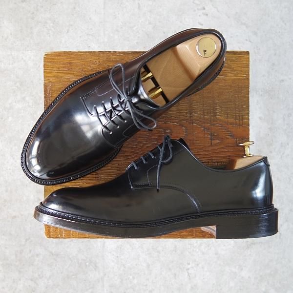 美品★シェットランドフォックス SIZE 7.5【定価￥99,000-★水染めコードバン/046F SF】プレーントゥ/黒/メンズ/Shetlandfox★g096