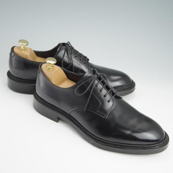 美品★シェットランドフォックス SIZE 7.5【定価￥99,000-★水染めコードバン/046F SF】プレーントゥ/黒/メンズ/Shetlandfox★g096