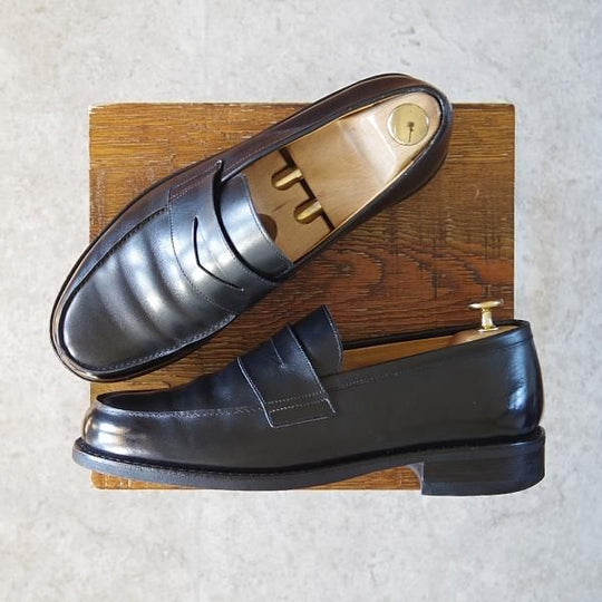 極上★パラブーツ SIZE 7【モデル定価￥77,000-★ADONIS/コインローファー】ギャラクシーソール/カーフ/黒/メンズ/Paraboot★g104