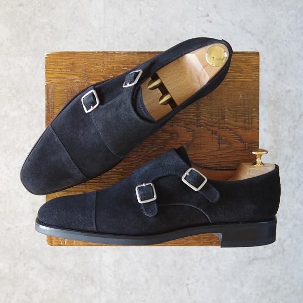 新品★(スペイン製)YANKO/ヤンコ SIZE 6.5【グッドイヤーウェルテッド製法★ダブルモンク/14184】スエード/黒/メンズ★g108