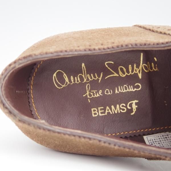 新品★(伊)サントーニ SIZE 6【上級★グッドイヤーウェルテッド製法/BEAMS F別注】セミブローグ/スエード/茶/ビームス/Santoni★g109