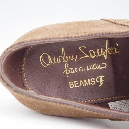 新品★(伊)サントーニ SIZE 6【上級★グッドイヤーウェルテッド製法/BEAMS F別注】セミブローグ/スエード/茶/ビームス/Santoni★g109