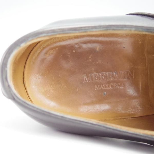 極上★(スペイン製)MEERMIN/メルミン SIZE 7.5【グッドイヤーウェルテッド製法★レベルソ仕立て】ストレートチップ/カーフ/黒★g112
