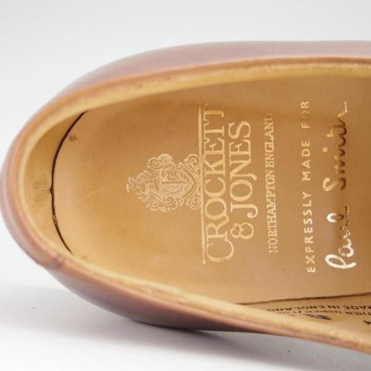 美品★クロケット&ジョーンズ 8.5E【★(英)ポールスミス別注/Paul Smith】348ラスト/ストレートチップ/カーフ/茶/Crockett&Jones★g122