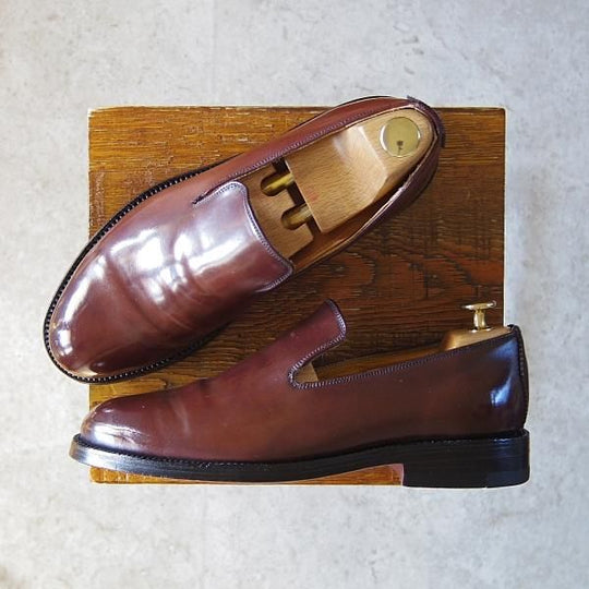 極美品★(米)YUKETEN/ユケテン 7D【定価1,200ドル(13万円程度)★コードバン仕様/ホーウィン社】ローファー/スリッポン/赤茶/メンズ★g129