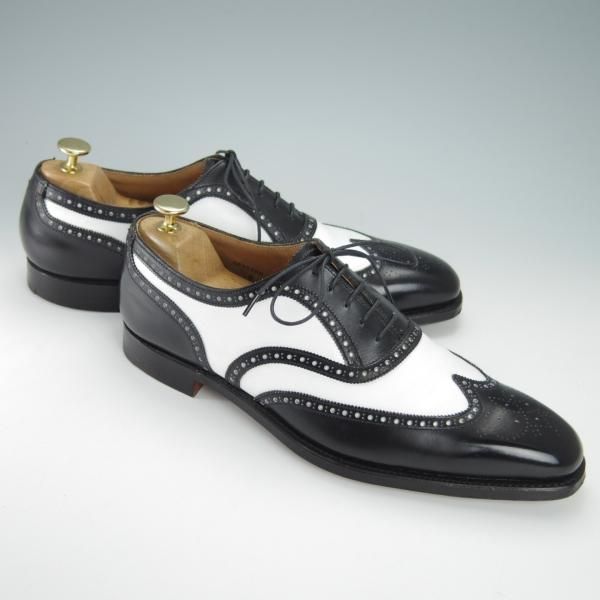 極美品★クロケット&ジョーンズ 8E【コンビ仕様★GERRARD 3/ジェラード】348ラスト/フルブローグ/カーフ/黒×白/Crockett&Jones★g132