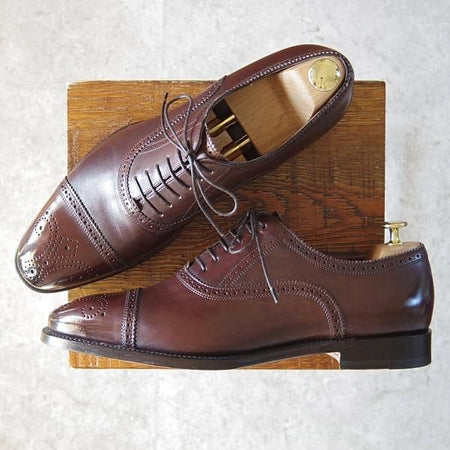 極美品★(伊)サントーニ SIZE 8.5【上級★グッドイヤーウェルテッド製法/BEAMS F別注】13408/セミブローグ/ビームス/Santoni★g134