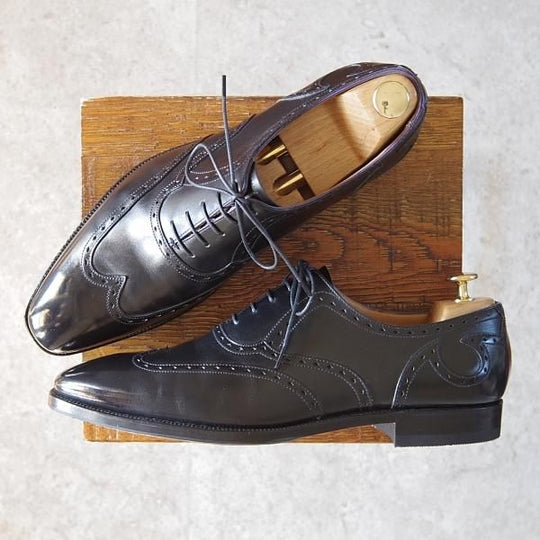 極上★クロケット&ジョーンズ 8.5F【★(英)ポールスミス別注/ブリティッシュコレクション】クォーターブローグ/黒/Crockett&Jones★g136