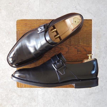 極上★チャーチ 80F/UK8【貴重★73ラスト/ブックバインダーカーフ】Westbury/4都市ロゴ過渡期/モンクストラップ/黒/Church's★g142