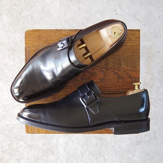 極上★チャーチ 80F/UK8【貴重★73ラスト/ブックバインダーカーフ】Westbury/4都市ロゴ過渡期/モンクストラップ/黒/Church's★g142