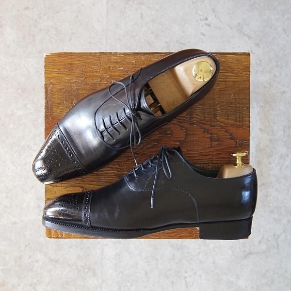 極上★(仏)オーベルシー SIZE 5【定価15万円以上★セミブローグ/黒】カーフ/メンズ/AUBERCY★g143