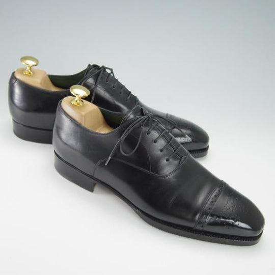 極上★(仏)オーベルシー SIZE 5【定価15万円以上★セミブローグ/黒】カーフ/メンズ/AUBERCY★g143