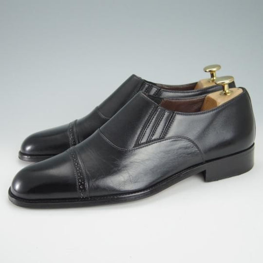 極上★(伊)ア・テストーニ SIZE 6【上級★ブラックラピド製法/ブラックラベル】サイドエラスティック/BLACK LABEL/黒/a.testoni★g154