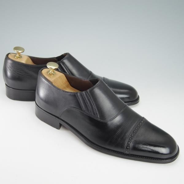 極上★(伊)ア・テストーニ SIZE 6【上級★ブラックラピド製法/ブラックラベル】サイドエラスティック/BLACK LABEL/黒/a.testoni★g154