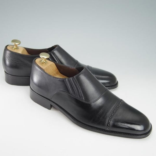 極上★(伊)ア・テストーニ SIZE 6【上級★ブラックラピド製法/ブラックラベル】サイドエラスティック/BLACK LABEL/黒/a.testoni★g154