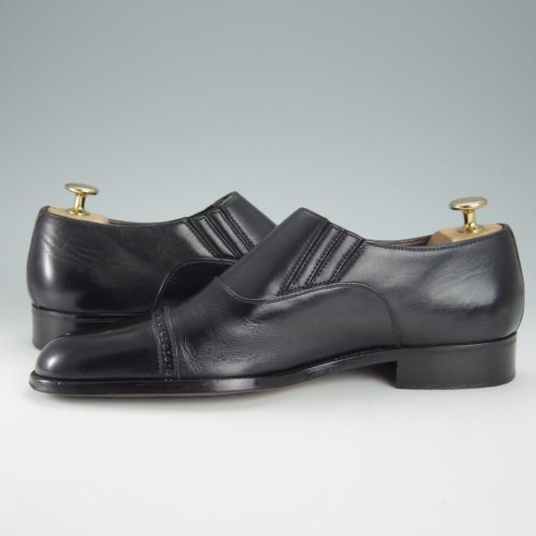 極上★(伊)ア・テストーニ SIZE 6【上級★ブラックラピド製法/ブラックラベル】サイドエラスティック/BLACK LABEL/黒/a.testoni★g154