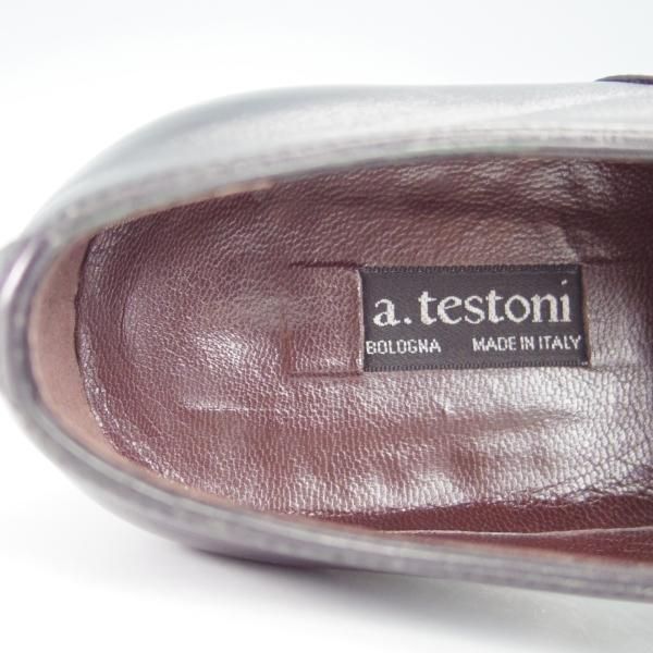 極上★(伊)ア・テストーニ SIZE 6【上級★ブラックラピド製法/ブラックラベル】サイドエラスティック/BLACK LABEL/黒/a.testoni★g154